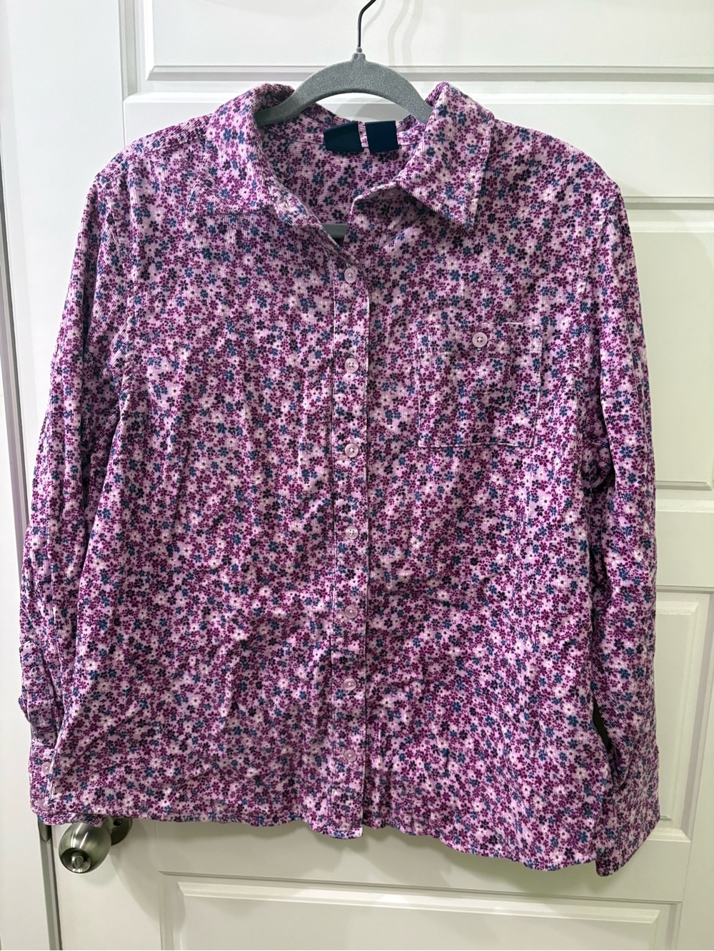 Cottagecore‎ 90s Basic Editions Pink and Purple Floral Button-Up Top